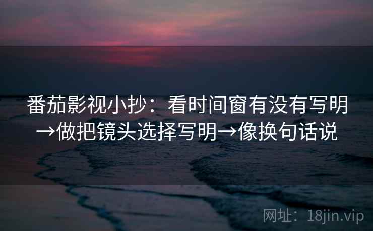番茄影视小抄：看时间窗有没有写明→做把镜头选择写明→像换句话说